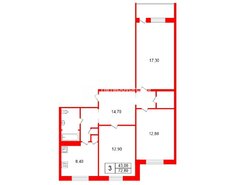 3-комн. кв. 72.8 м² 5/9 этаж