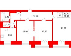 3-комн. кв. 80.3 м² 6/10 этаж