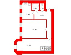 2-комн. кв. 68.5 м² 1/5 этаж