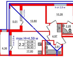2-комн. кв. 51.6 м² 4/4 этаж