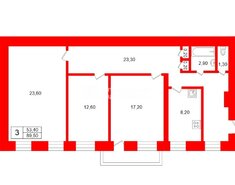 3-комн. кв. 89.5 м² 3/5 этаж