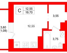 Студия 19.7 м² 9/26 этаж
