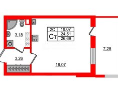 Студия 24.51 м² 5/5 этаж