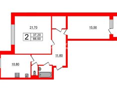 2-комн. кв. 66 м² 5/5 этаж
