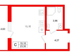 Студия 23.3 м² 11/16 этаж