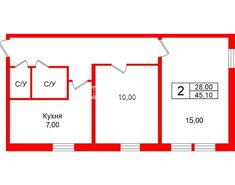 2-комн. кв. 45.1 м² 4/4 этаж
