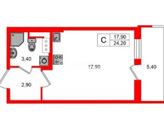 Студия 24.2 м² 2/12 этаж