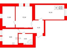 3-комн. кв. 66.5 м² 1/7 этаж