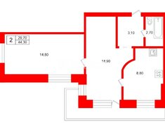 2-комн. кв. 44.3 м² 5/9 этаж