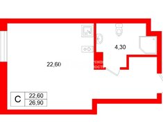 Студия 27 м² 8/10 этаж