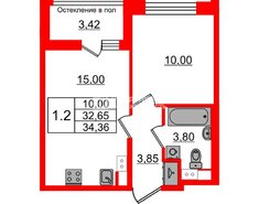 1-комн. кв. 32.65 м² 10/12 этаж