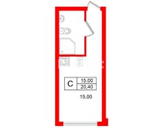Студия 20.4 м² 3/4 этаж