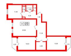 3-комн. кв. 95.7 м² 9/10 этаж