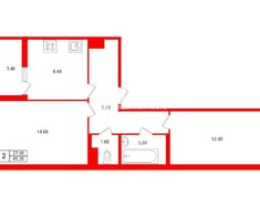 2-комн. кв. 49.2 м² 9/9 этаж