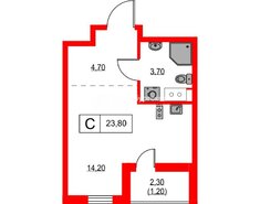 Студия 23.8 м² 3/12 этаж