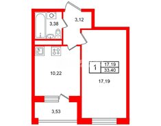 1-комн. кв. 33.4 м² 4/4 этаж