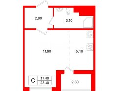 Студия 23.3 м² 10/25 этаж