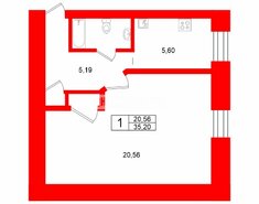 1-комн. кв. 35.2 м² 1/5 этаж
