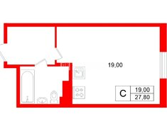 Студия 27.8 м² 2/5 этаж