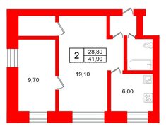 2-комн. кв. 41.9 м² 4/4 этаж