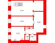 2-комн. кв. 80.6 м² 4/4 этаж