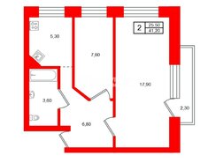 2-комн. кв. 41.2 м² 2/5 этаж