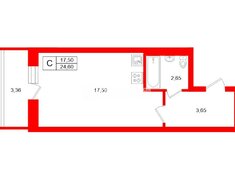 Студия 24.6 м² 3/24 этаж