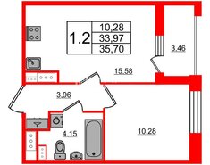 1-комн. кв. 33.2 м² 9/12 этаж