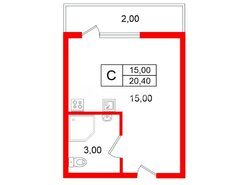 Студия 20.4 м² 5/5 этаж