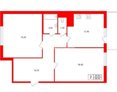 2-комн. кв. 68 м² 8/12 этаж