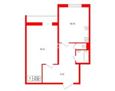 1-комн. кв. 41.8 м² 2/10 этаж