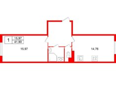 1-комн. кв. 41.9 м² 3/5 этаж