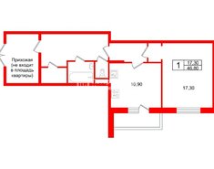 1-комн. кв. 46.8 м² 13/17 этаж
