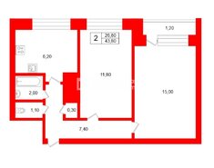 2-комн. кв. 43.8 м² 7/9 этаж