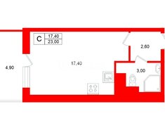 Студия 23 м² 2/24 этаж
