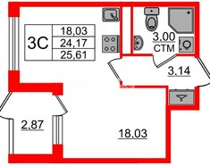 Студия 24.17 м² 4/4 этаж