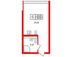 Студия 30 м² 12/12 этаж