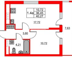 1-комн. кв. 36.45 м² 19/23 этаж