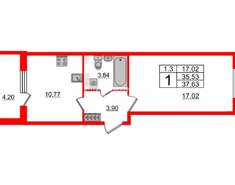 1-комн. кв. 37.63 м² 4/5 этаж