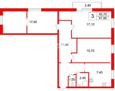 3-комн. кв. 67.9 м² 4/5 этаж