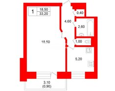 1-комн. кв. 33.2 м² 7/9 этаж