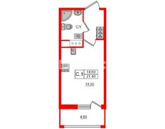 Студия 21.4 м² 11/19 этаж