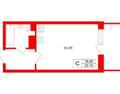 Студия 20.7 м² 7/18 этаж