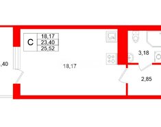 Студия 23.4 м² 4/5 этаж