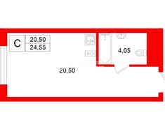 Студия 24.55 м² 3/14 этаж