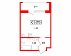 Студия 27.3 м² 8/12 этаж