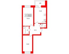 2-комн. кв. 59.5 м² 17/22 этаж