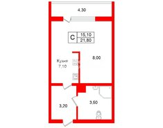 Студия 21.8 м² 8/12 этаж