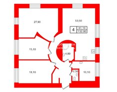 3-комн. кв. 132 м² 6/6 этаж
