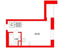 Студия 33 м² 7/18 этаж